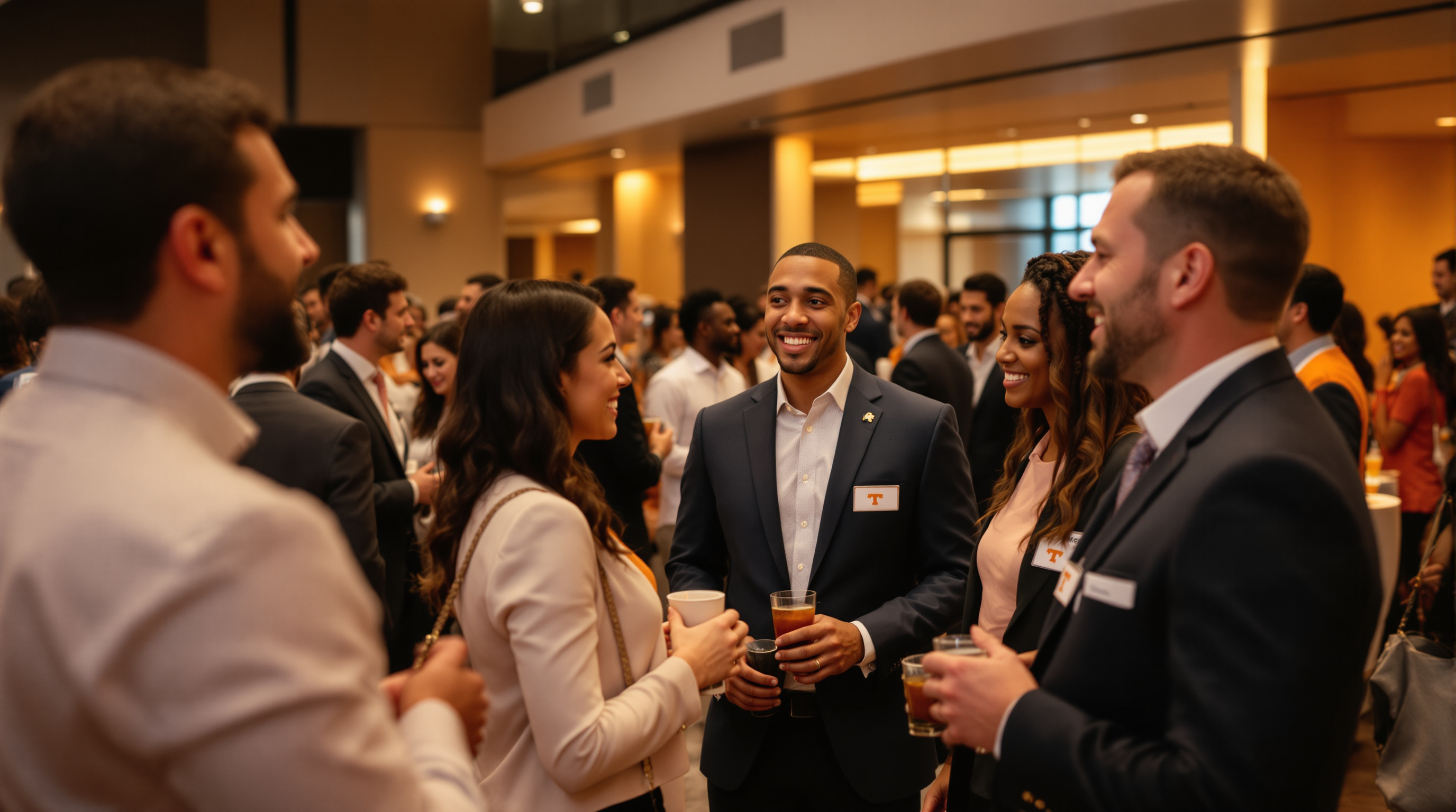 UT alumni networking at association event