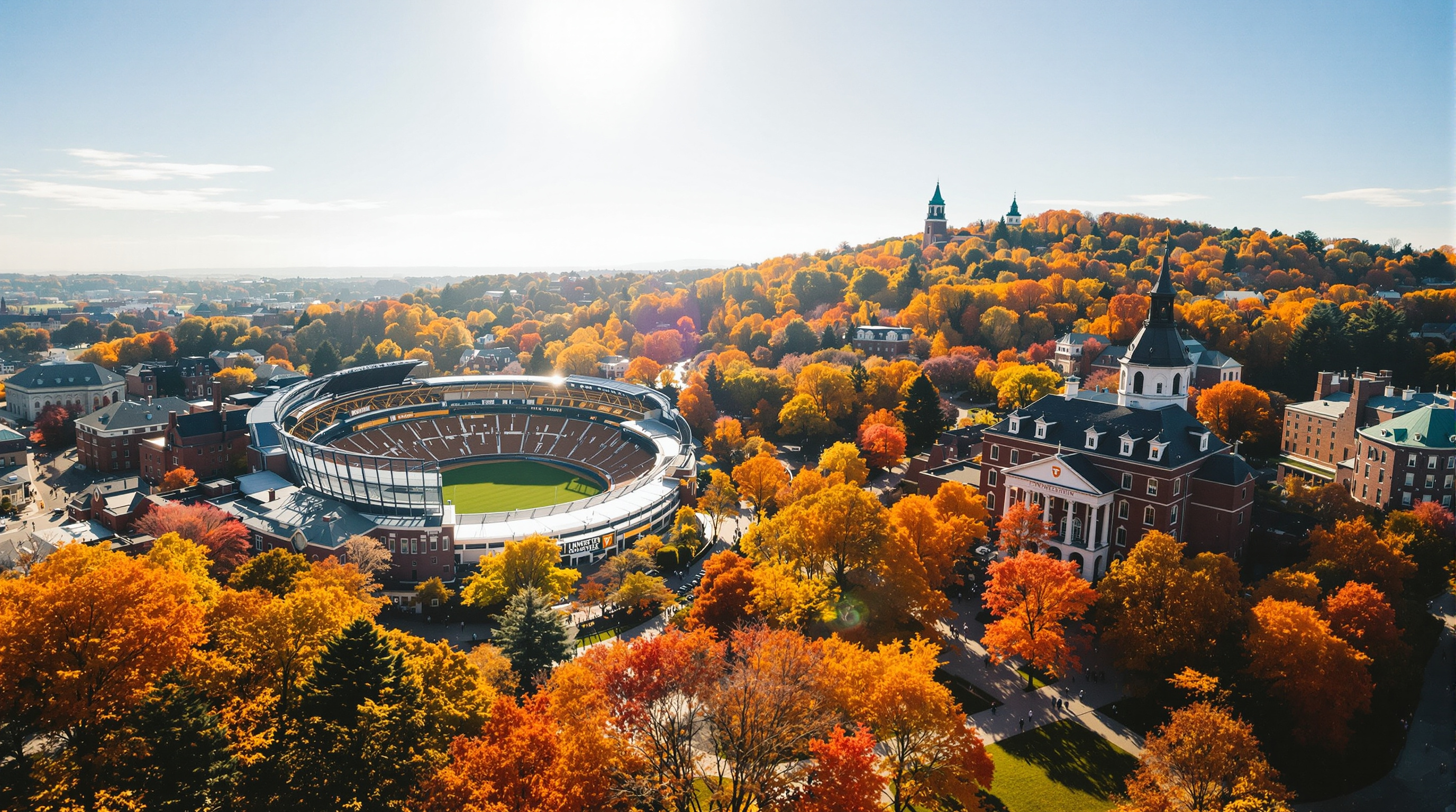 University of Tennessee campus aerial view showcasing Neyland Stadium and The Hill